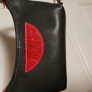 Alexis Drake Black and Red Crossbody Leather Bag